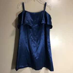kimchi blue blue silky ruffle slip dress
